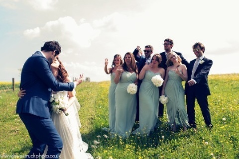 quirky wedding photos, cripps barn wedding, wedding group shots