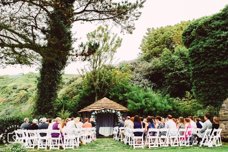 polhawn fort wedding, outdoor wedding ceremony, destination wedding photography, cornwall seaside wedding