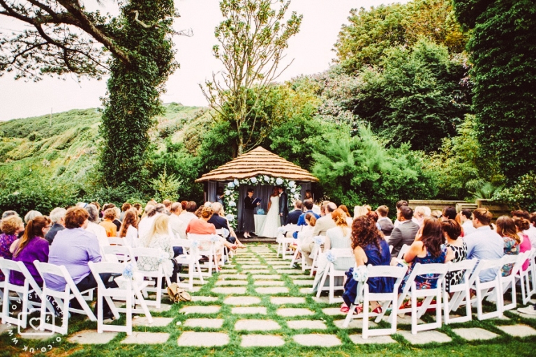 polhawn fort wedding, outdoor wedding ceremony, destination wedding photography, cornwall seaside wedding