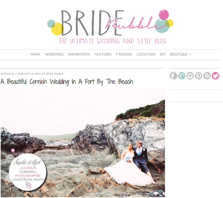 BrideBubble Wedding Feature on Cornwall Seaside Beach Wedding