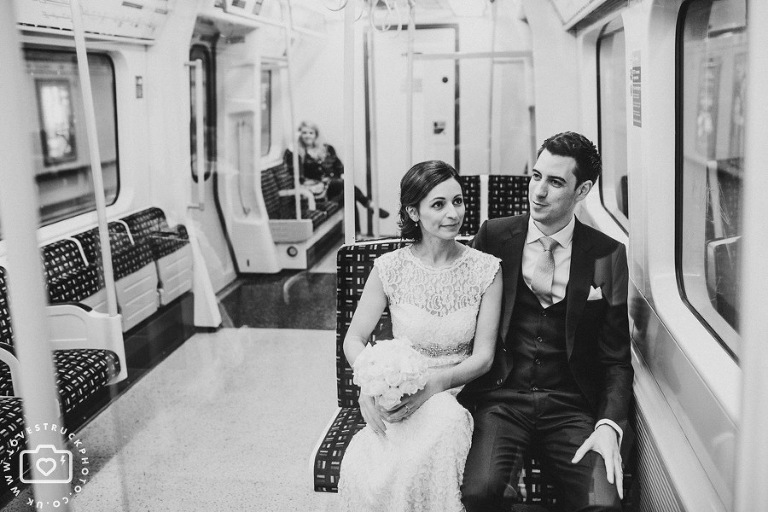 London Underground Wedding Photographs, Bride Groom in London Underground