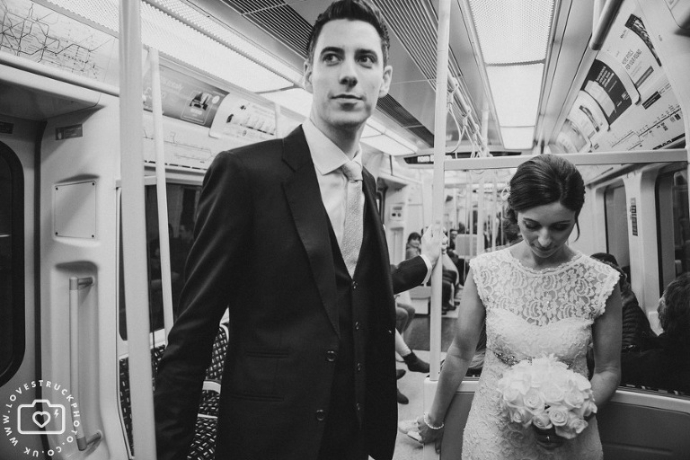 London Underground Wedding Photographs, Bride Groom in London Underground