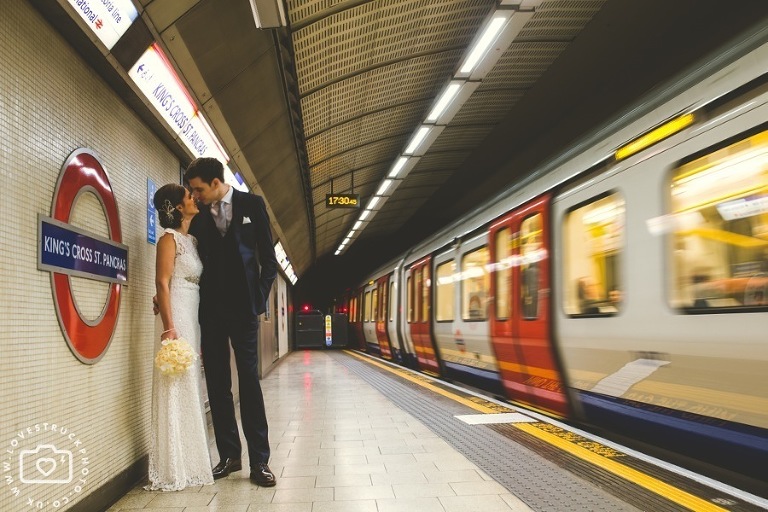 London Underground Wedding Photographs, Bride Groom in London Underground