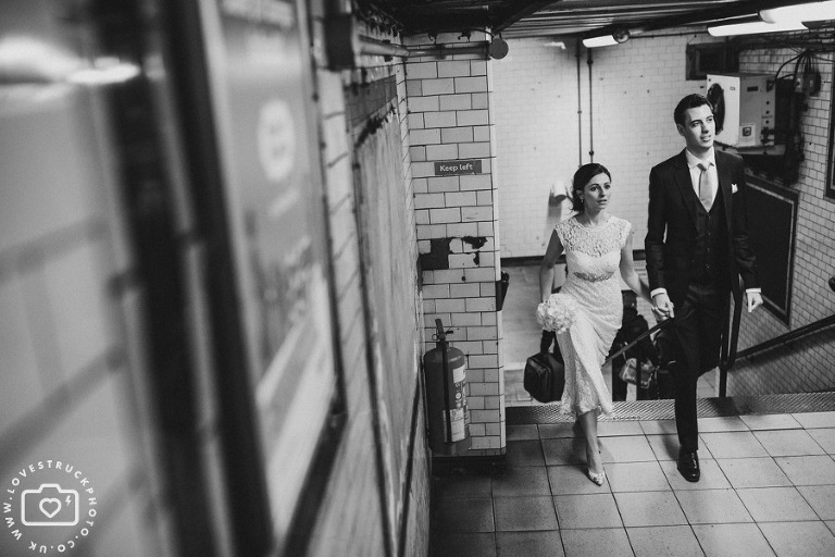 London Underground Wedding Photographs, Bride Groom in London Underground