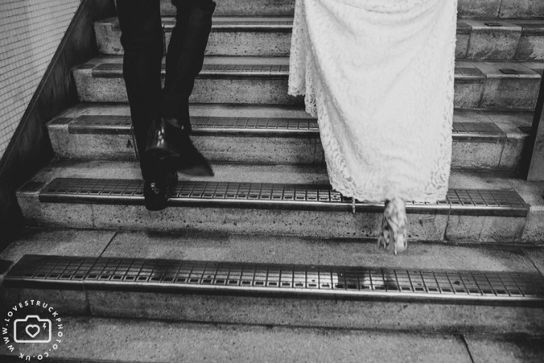 London Underground Wedding Photographs, Bride Groom in London Underground