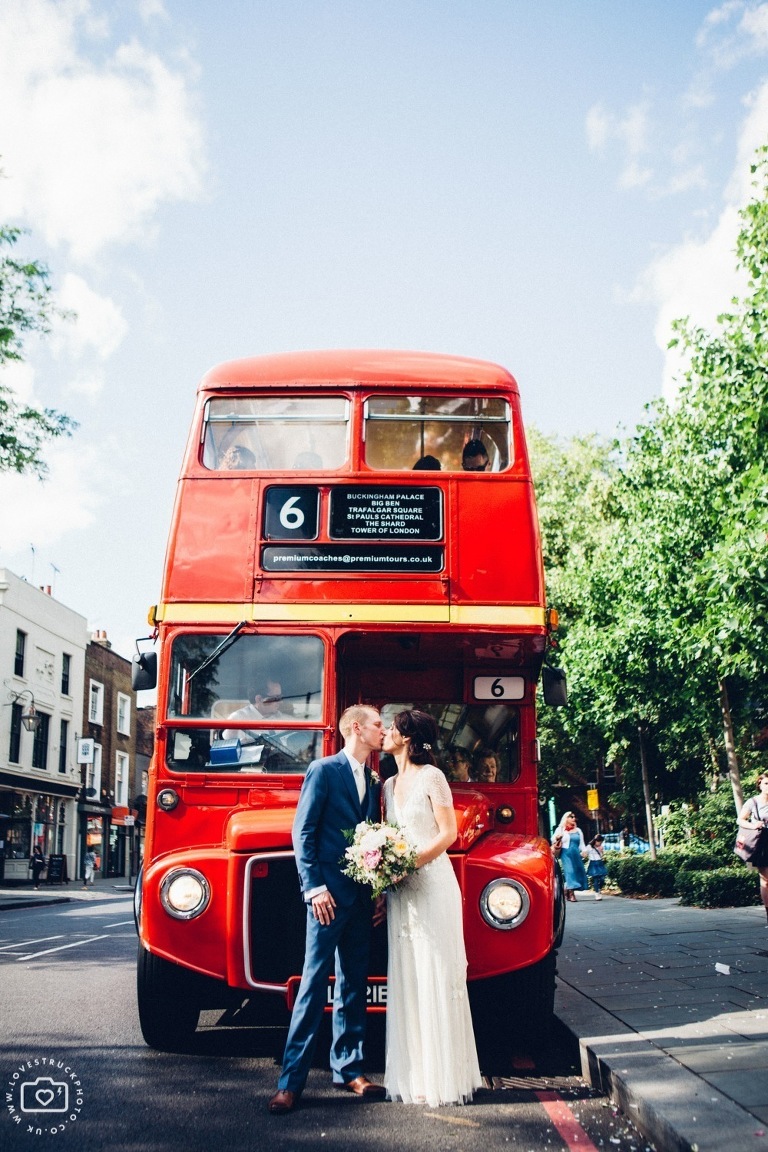 Islington Town Hall Wedding, Rock N Roll Wedding, alternative london wedding, islington town hall wedding ceremony photos, vintage red london bus