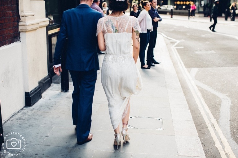 The Brewery Alternative Wedding, quirky wedding montcalm hotel london, alternative wedding couple, tattooed bride photos