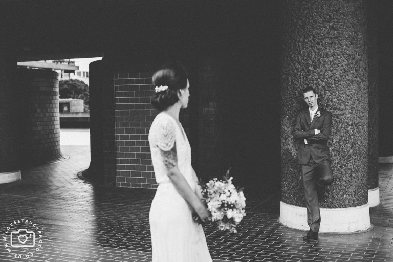 The Brewery Alternative Wedding, quirky wedding montcalm hotel london, alternative wedding couple, tattooed bride photos, wedding photoshoot barbican london