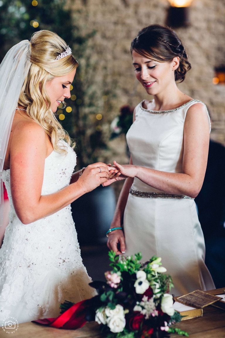barn wedding cotswolds, cripps barn wedding, same sex wedding ceremony