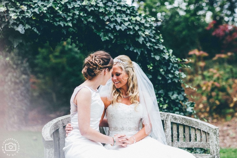 barn wedding cotswolds, cripps barn wedding, same sex wedding photographs, two brides wedding portraits