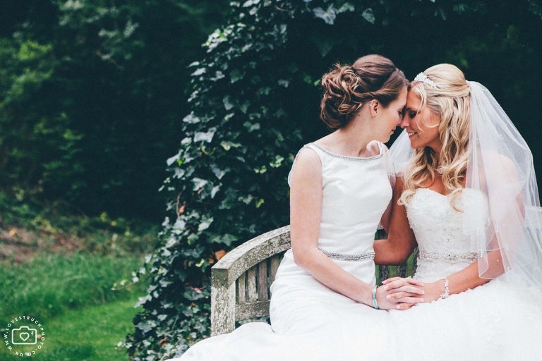 barn wedding cotswolds, cripps barn wedding, same sex wedding photographs, two brides wedding portraits