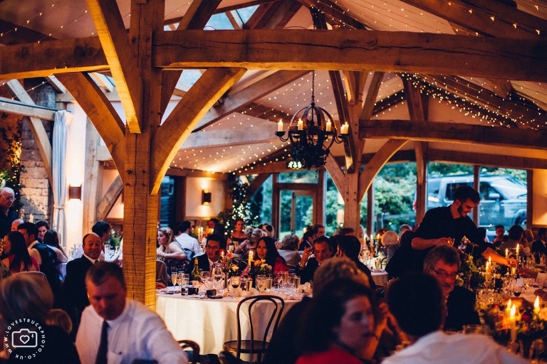 cripps barn at night, gloucestershire barn wedding