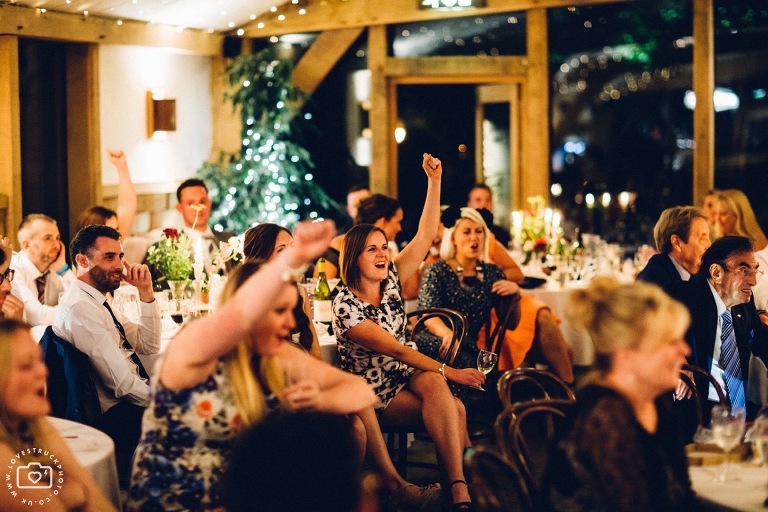 cripps barn at night, gloucestershire barn wedding