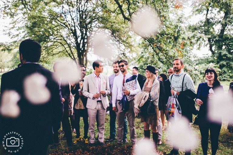 Outdoor tree wedding in london, regents park wedding, quirky london wedding
