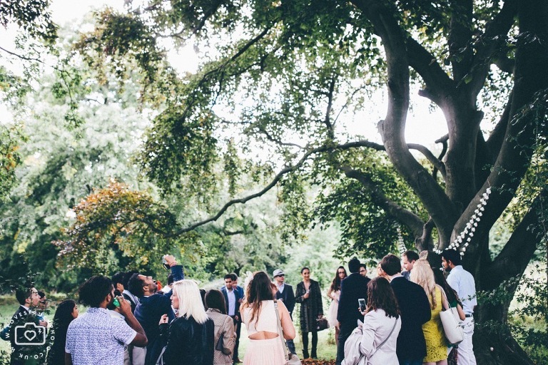 quirky outdoor london wedding, regents park wedding ceremony
