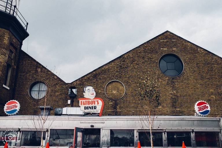 warehouse wedding london, industrial wedding london, trinity buoy wharf wedding reception